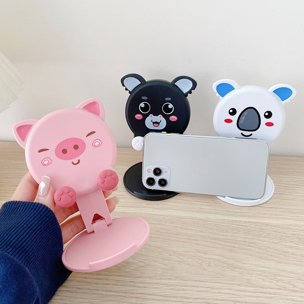 Travel Accessories Online - ขาตั้งโทรศัพท์มือถือแบบพับได้ ปรับระดับได้ ลายสัตว์น่ารัก ใช้ได้กับสมาร์ทโฟนทุกรุ่น