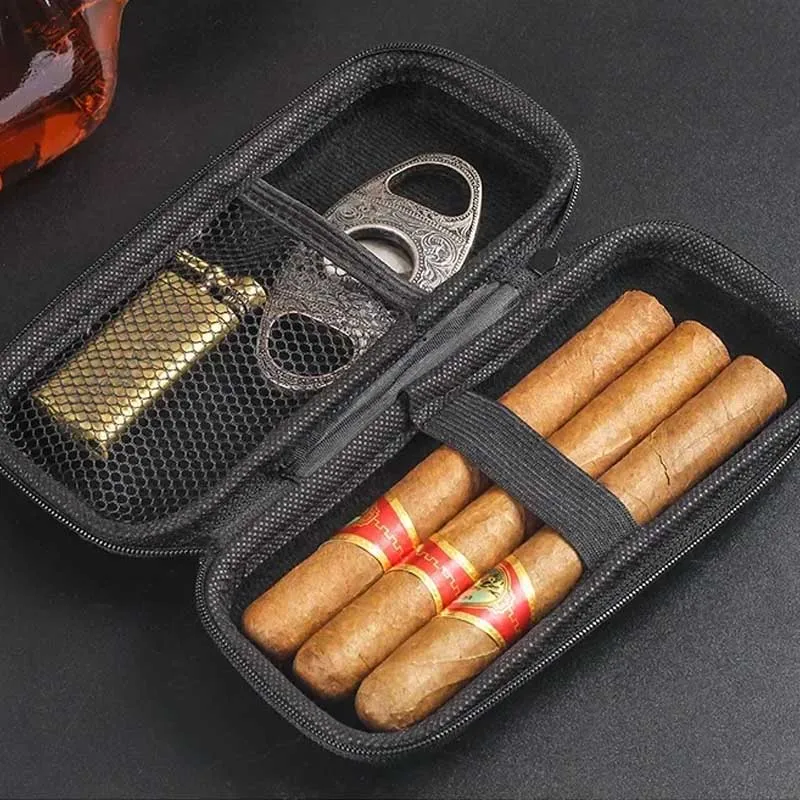 Travel Accessories Bag - กระเป๋าใส่ซิการ์แบบพกพา EVA น้ำหนักเบา กระเป๋าเก็บของสำหรับเดินทาง สำหรับใส่ซิการ์ ไฟแช็ก