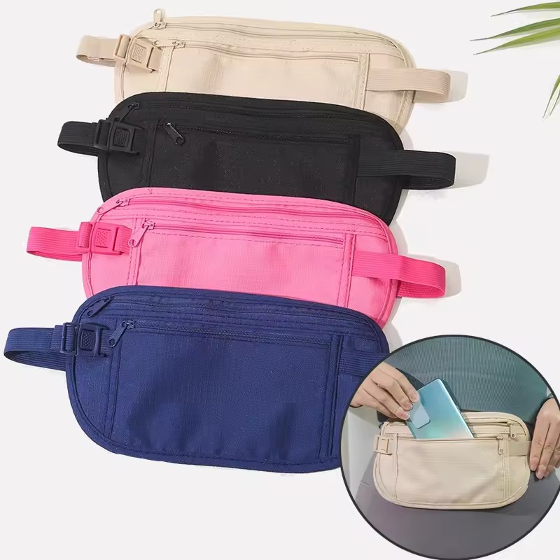 Money Belt Hidden - กระเป๋าคาดเอวสำหรับวิ่งและเล่นกีฬา กระเป๋าคาดเอวแบบซ่อนสำหรับเดินทาง กระเป๋าใส่พาสปอร์ต เงิน กระเป๋าคาดเอวซ่อนเงินเพื่อความปลอดภัย กระเป๋าใส่เงินของขวัญ