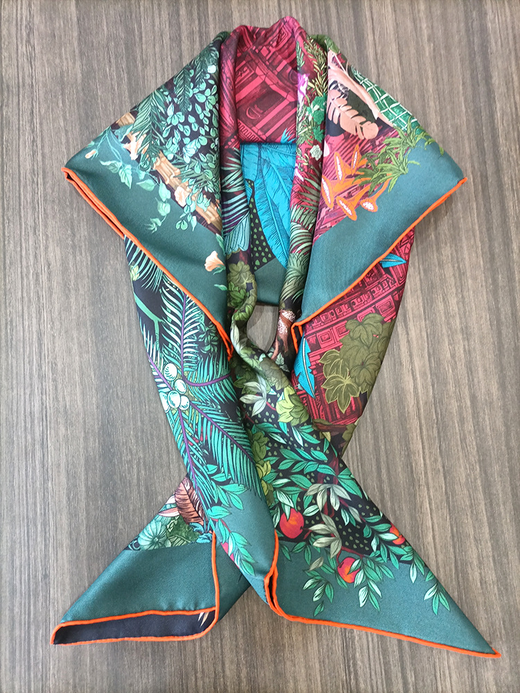 Travel Accessories Bag For Women - ผ้าพันคอไหม 90 ซม. สำหรับผู้หญิง ผ้าพันคอสี่เหลี่ยมจัตุรัสแบบม卷ขอบด้วยมือ ผ้าพันคอคลุมผม