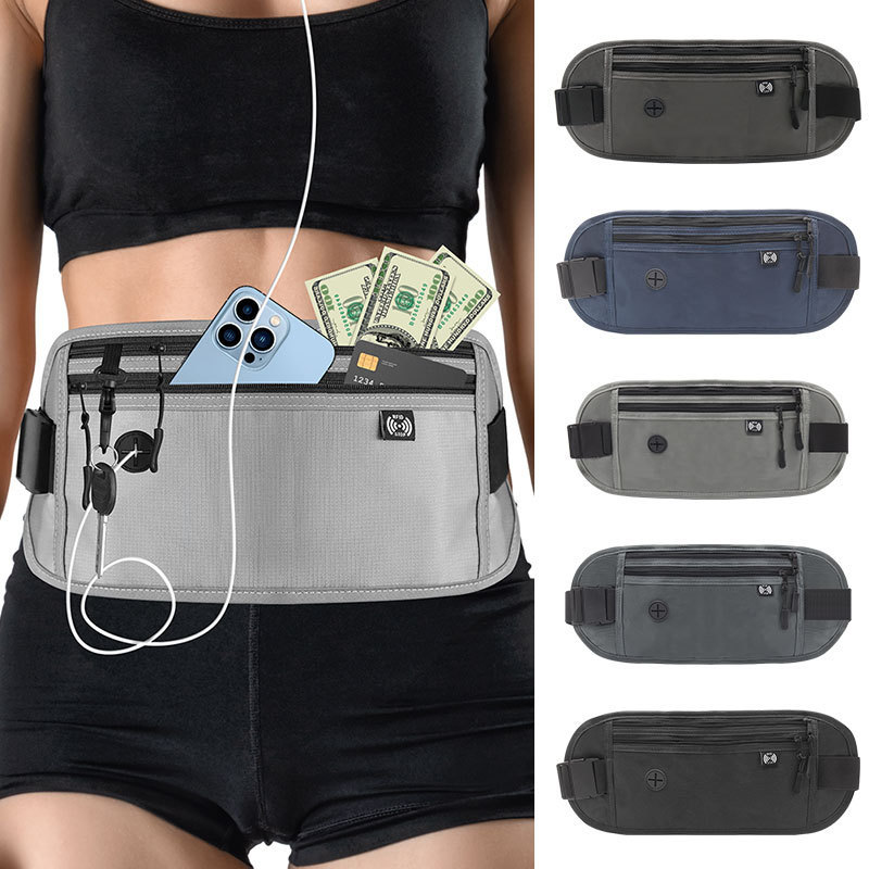 Money Belt Hidden - กระเป๋าคาดเอวแบบซ่อนสำหรับใส่พาสปอร์ต เงิน กระเป๋าคาดเอวแบบซ่อนเพื่อความปลอดภัย กระเป๋าคาดหน้าอกสำหรับเล่นกีฬากลางแจ้ง วิ่งจ๊อกกิ้ง