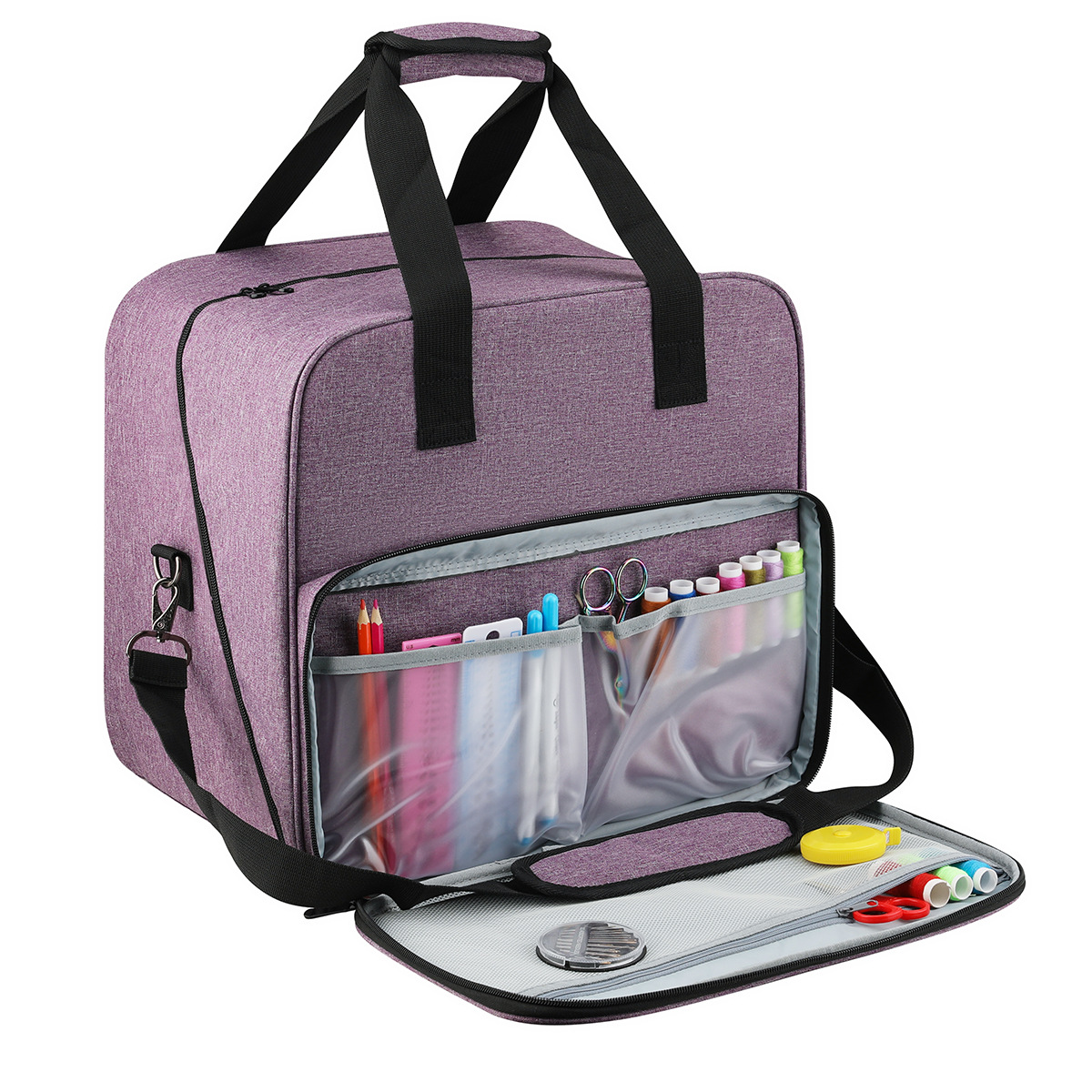 Travel Accessories Bag For Women - จักรเย็บผ้าขนาดใหญ่กระเป๋าสีเทากระเป๋า Tote แบบพกพา Travel Home Organizer