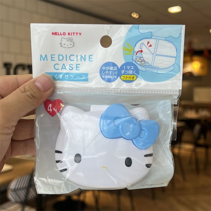 Travel Accessories Japan - กล่องใส่ยาการ์ตูนน่ารักลายมายเมโลดี้ ซานริโอ้ แบบพกพาสำหรับเดินทาง ลายเฮลโลคิตตี้ กล่องเก็บของลายการ์ตูน ของเล่นน่ารักสำหรับวันหยุด