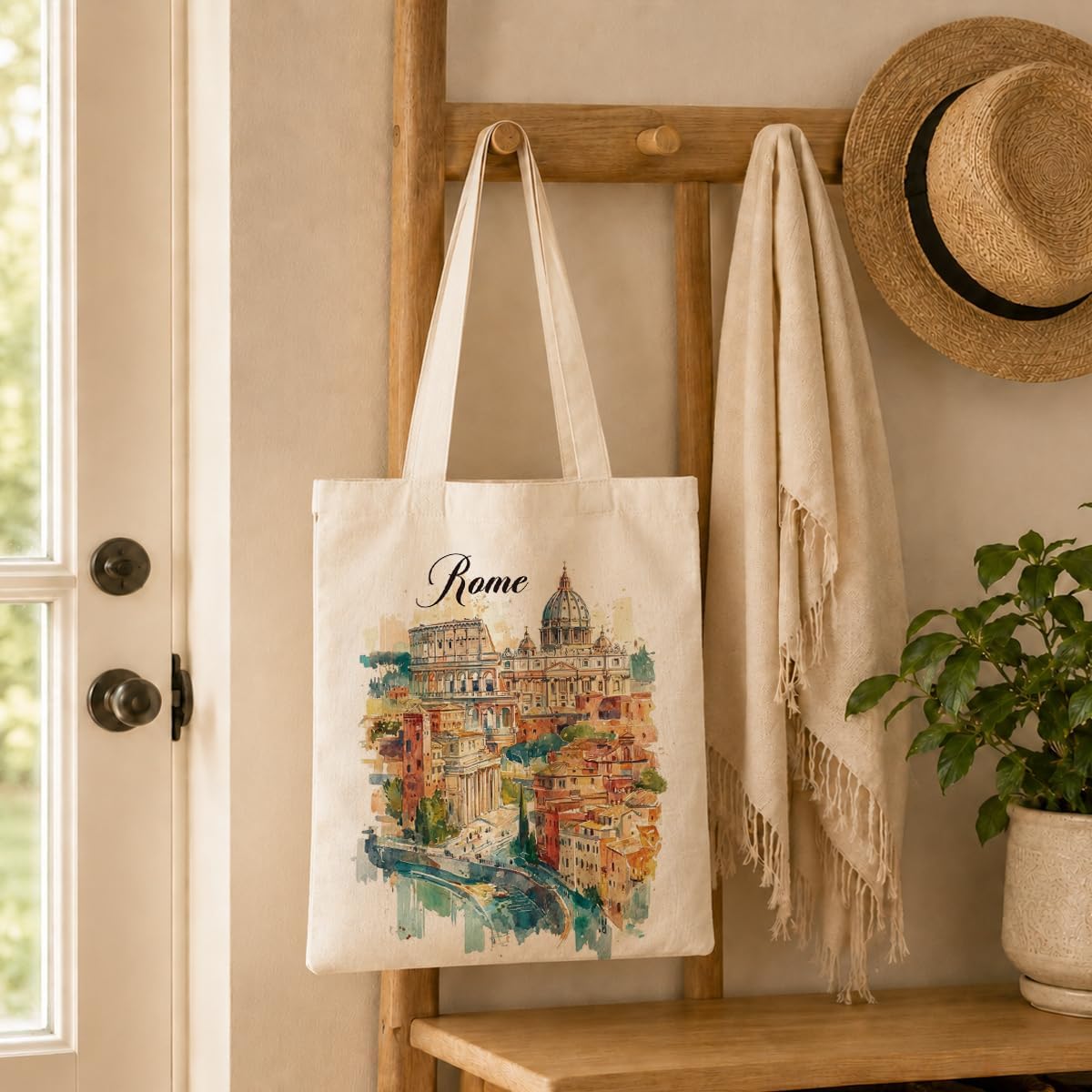 กระเป๋าผ้าแคนวาสลายสีน้ำโรม ภา - Travel Accessories Italy บทวิจารณ์และราคา