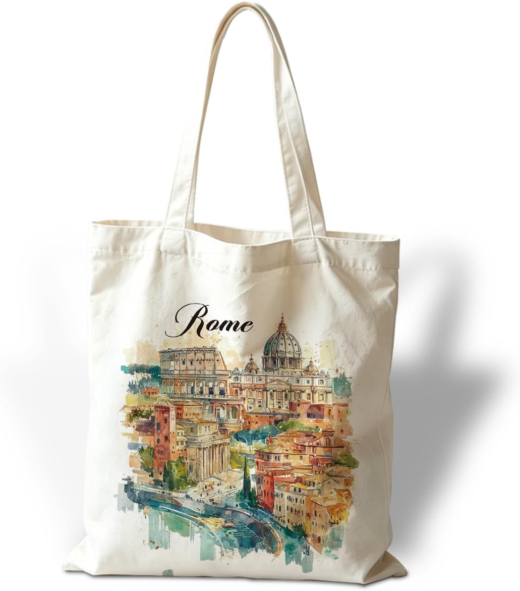 กระเป๋าผ้าแคนวาสลายสีน้ำโรม ภา - Travel Accessories Italy บทวิจารณ์และราคา
