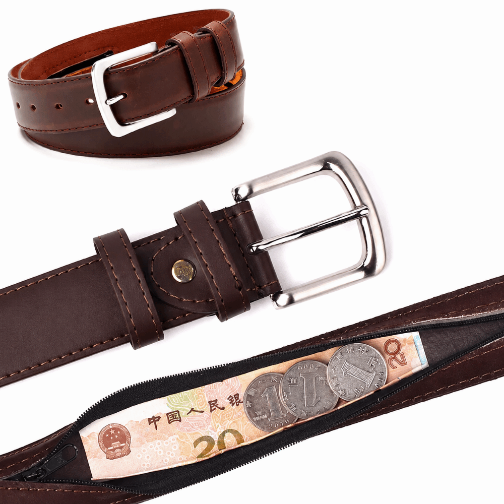 เข็มขัดซิปนิรภัยซ่อนเงิน หนัง  - Money Belt Hidden บทวิจารณ์และราคา