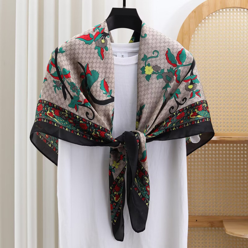 ผ้าพันคอไหมซาตินลายดอกไม้สไตล์ - Travel Accessories Neck บทวิจารณ์และราคา
