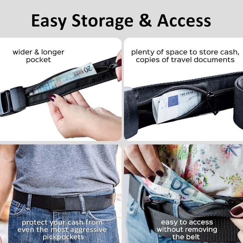 เข็มขัดนิรภัยการเดินทางพร้อมกร - Money Belt Hidden บทวิจารณ์และราคา